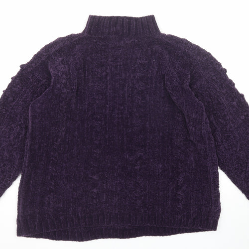 Debenhams Womens Purple Mock Neck Acrylic Pullover Jumper Size L Pullover