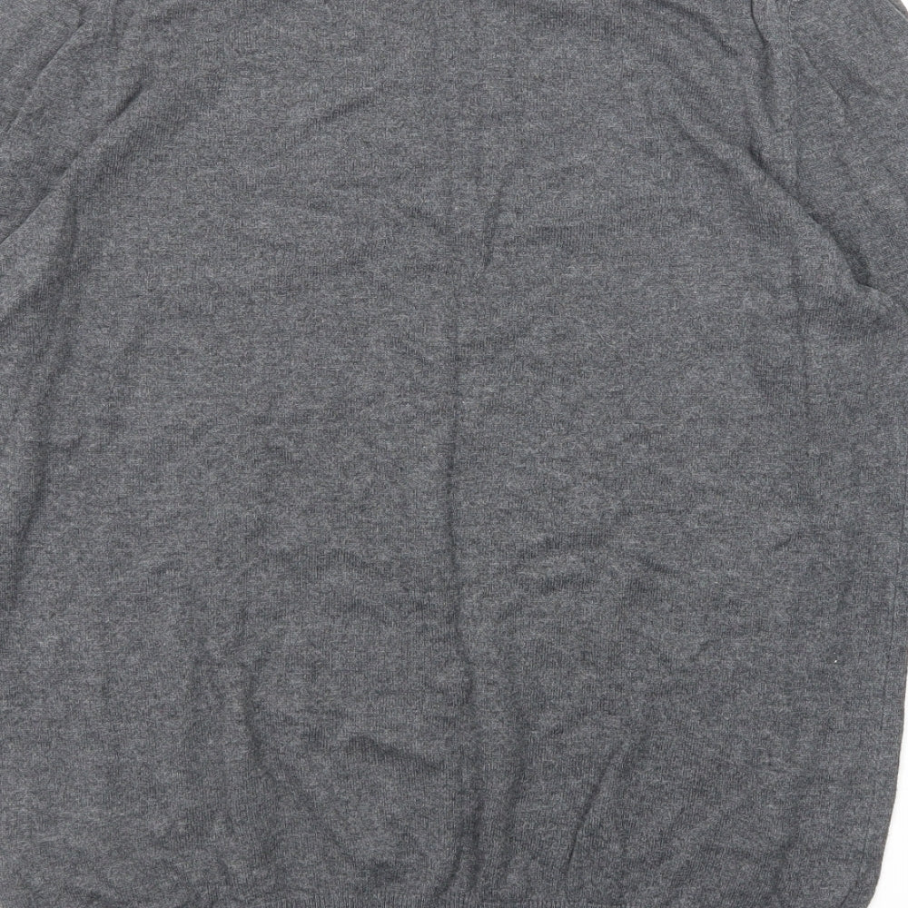Marks and Spencer Mens Grey High Neck Cotton Pullover Jumper Size M Long Sleeve