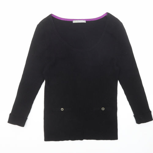 Marks and Spencer Womens Black Scoop Neck Viscose Pullover Jumper Size 14