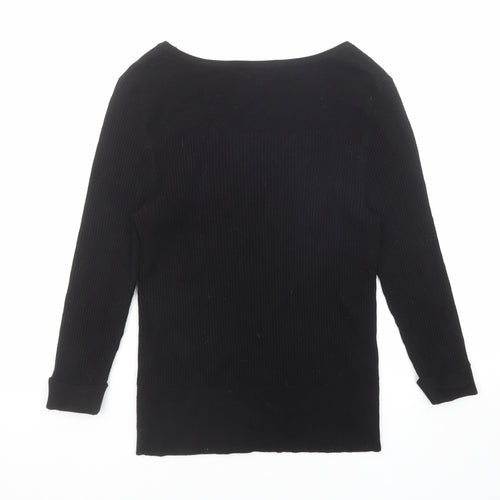 Marks and Spencer Womens Black Scoop Neck Viscose Pullover Jumper Size 14