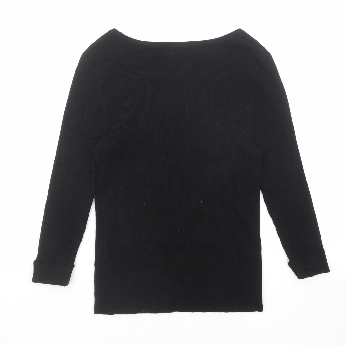 Marks and Spencer Womens Black Scoop Neck Viscose Pullover Jumper Size 14