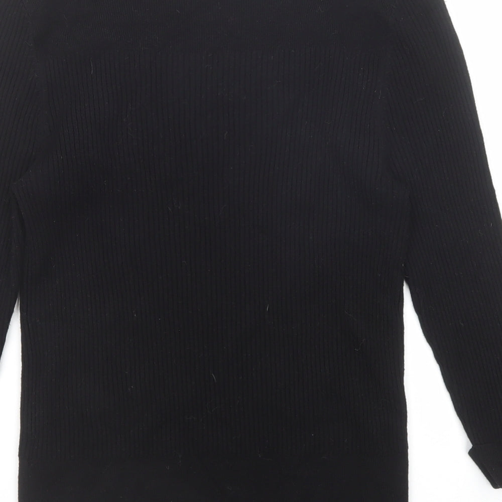 Marks and Spencer Womens Black Scoop Neck Viscose Pullover Jumper Size 14