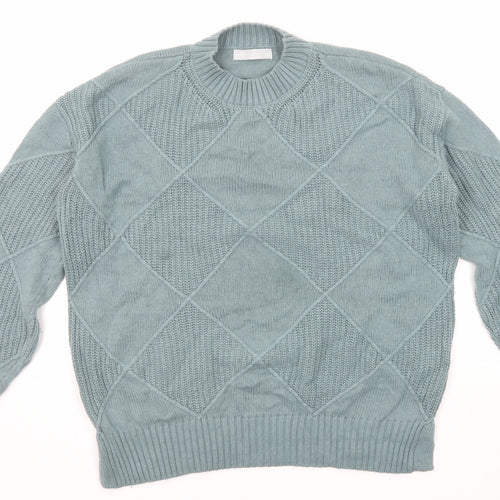 Marks and Spencer Womens Blue Round Neck Cotton Pullover Jumper Size M