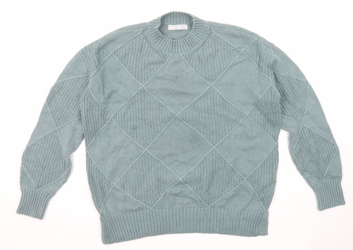 Marks and Spencer Womens Blue Round Neck Cotton Pullover Jumper Size M