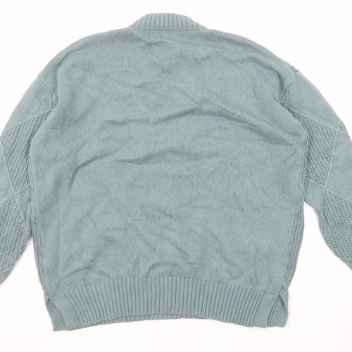 Marks and Spencer Womens Blue Round Neck Cotton Pullover Jumper Size M