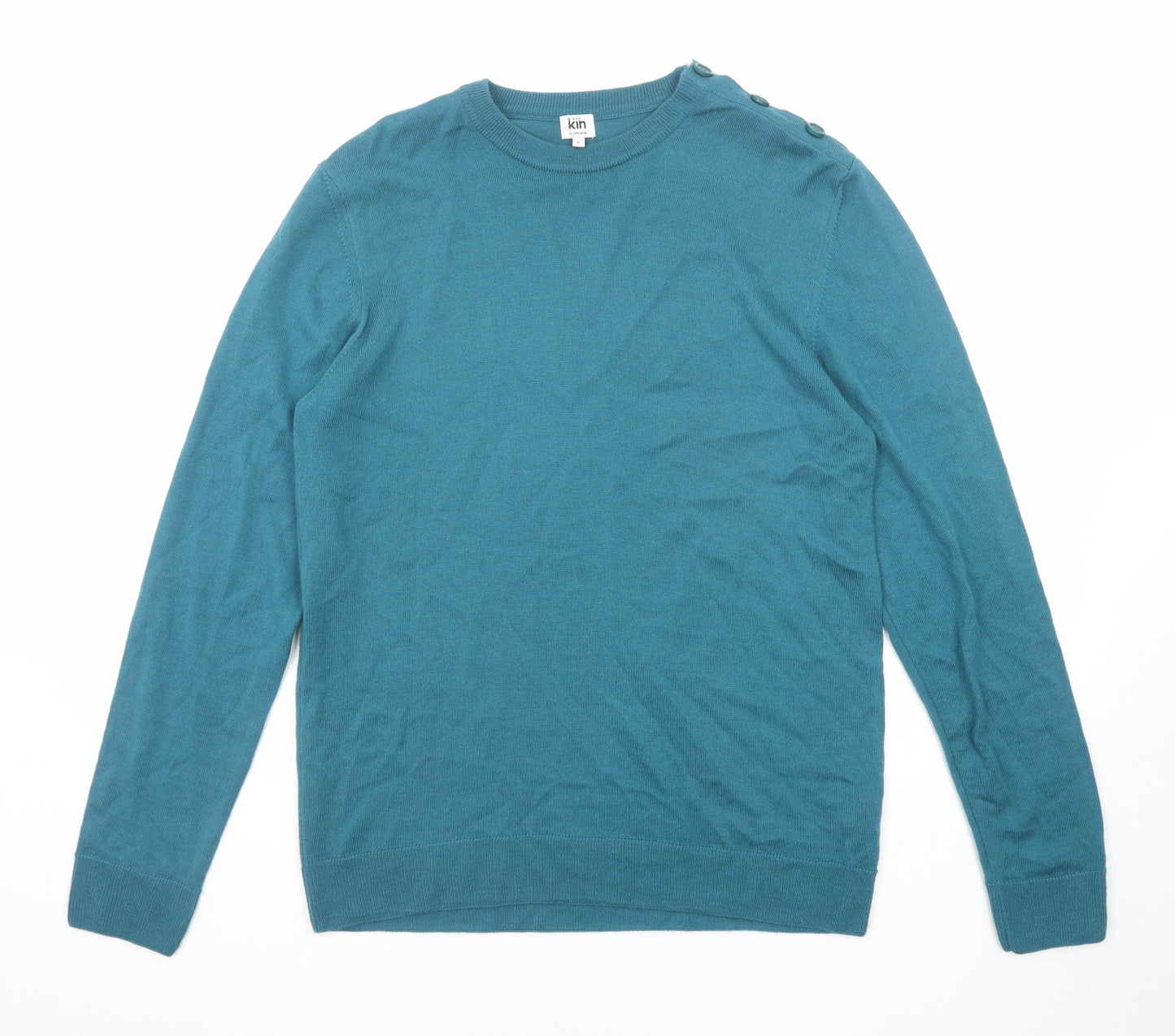 John Lewis Womens Blue Round Neck Acrylic Pullover Jumper Size L