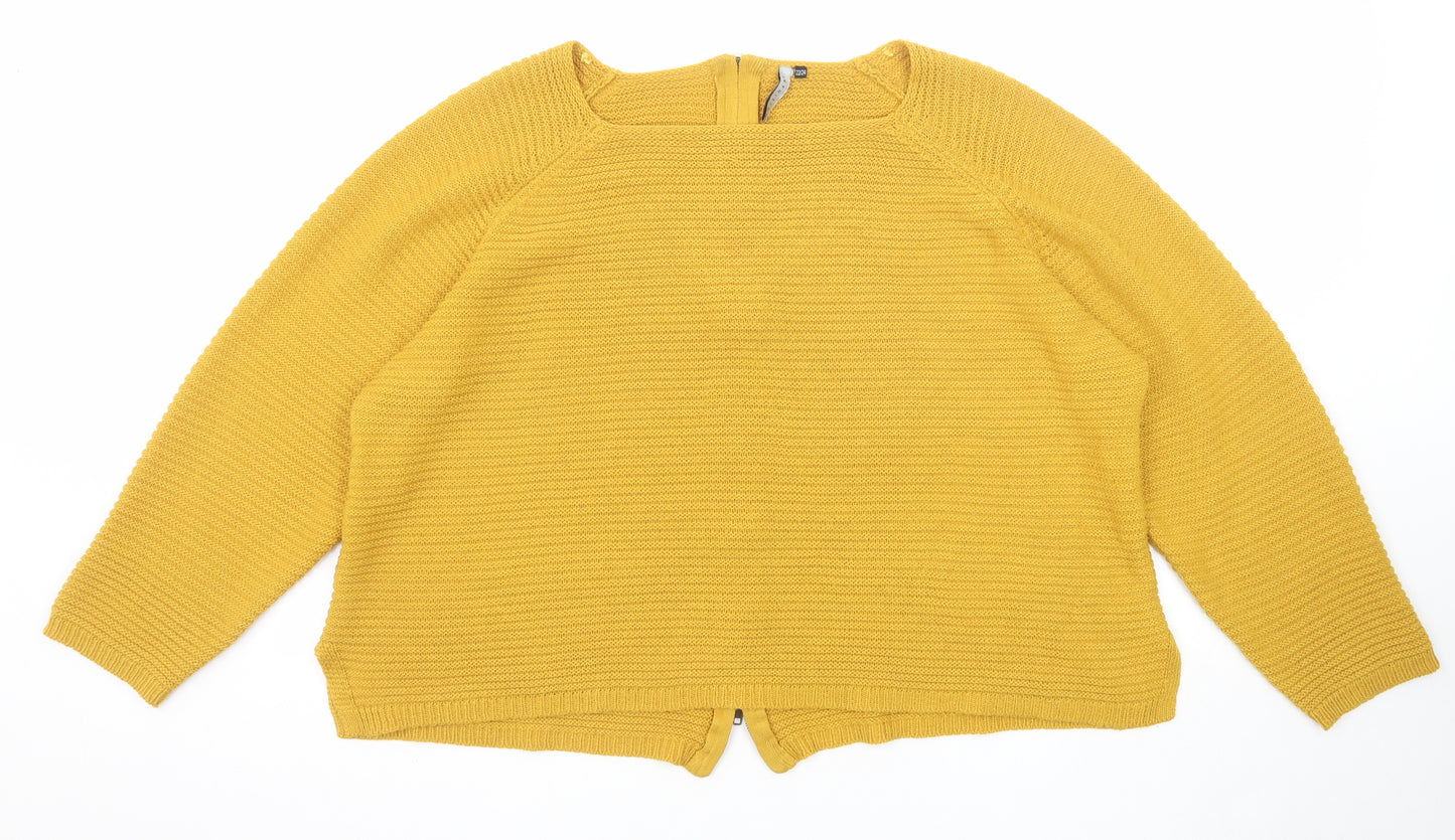 Intuition Womens Yellow Round Neck Acrylic Pullover Jumper Size 22 - Size 22-24