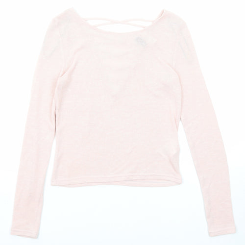 Divided by H&M Womens Pink Boat Neck Polyester Pullover Jumper Size S