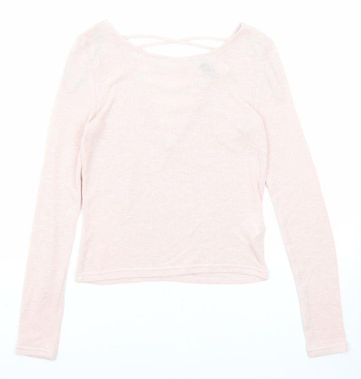 Divided by H&M Womens Pink Boat Neck Polyester Pullover Jumper Size S