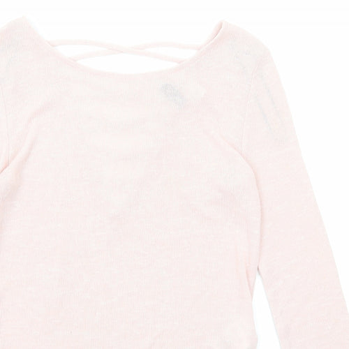 Divided by H&M Womens Pink Boat Neck Polyester Pullover Jumper Size S