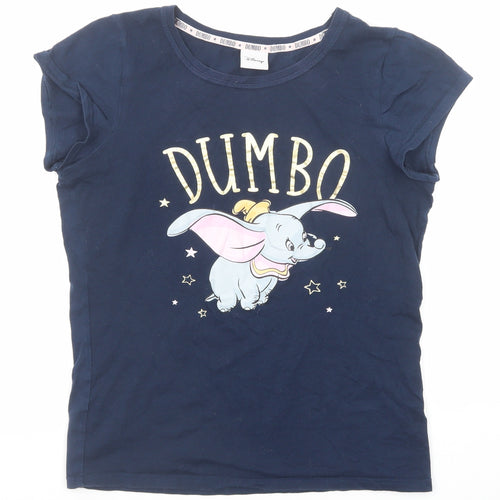 Disney Womens Blue Cotton Basic T-Shirt Size 6 Round Neck - Dumbo