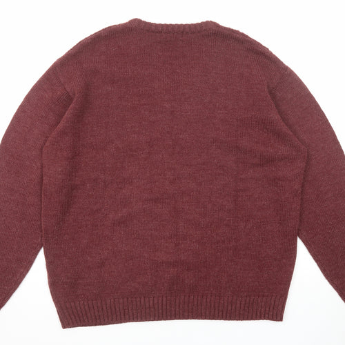 Premier Man Mens Red V-Neck Acrylic Pullover Jumper Size XL Long Sleeve