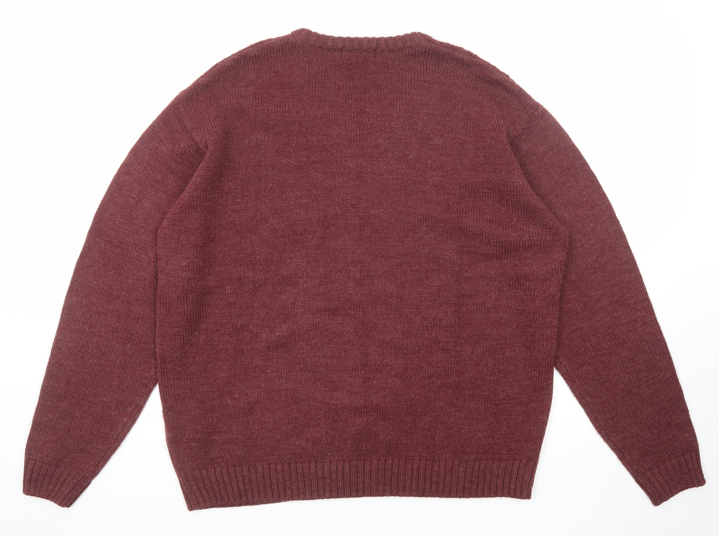 Premier Man Mens Red V-Neck Acrylic Pullover Jumper Size XL Long Sleeve