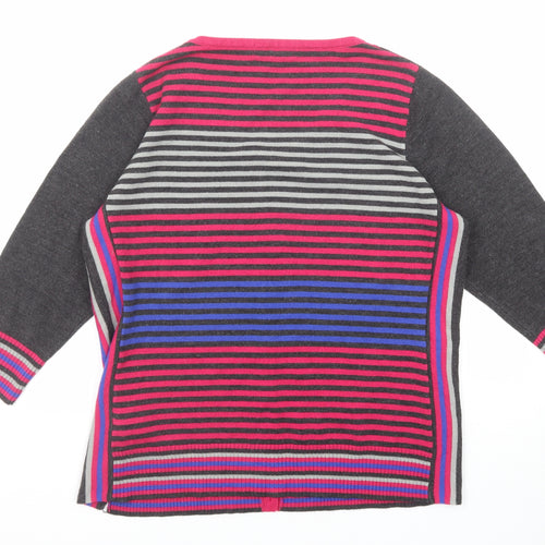 Per Una Womens Multicoloured Scoop Neck Striped Acrylic Cardigan Jumper Size 16