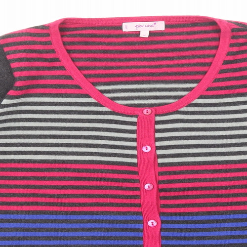 Per Una Womens Multicoloured Scoop Neck Striped Acrylic Cardigan Jumper Size 16
