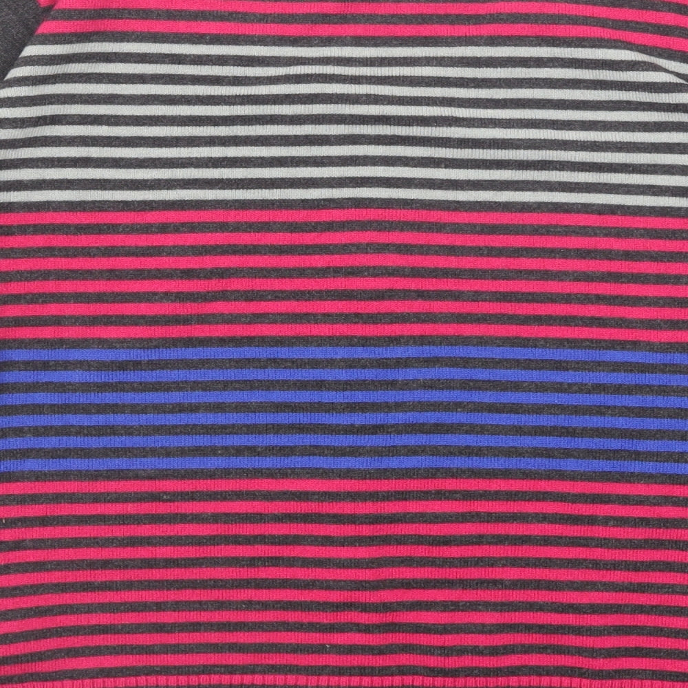Per Una Womens Multicoloured Scoop Neck Striped Acrylic Cardigan Jumper Size 16