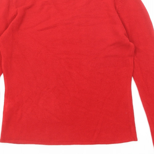 Ethel Austin Womens Red V-Neck Acrylic Pullover Jumper Size S