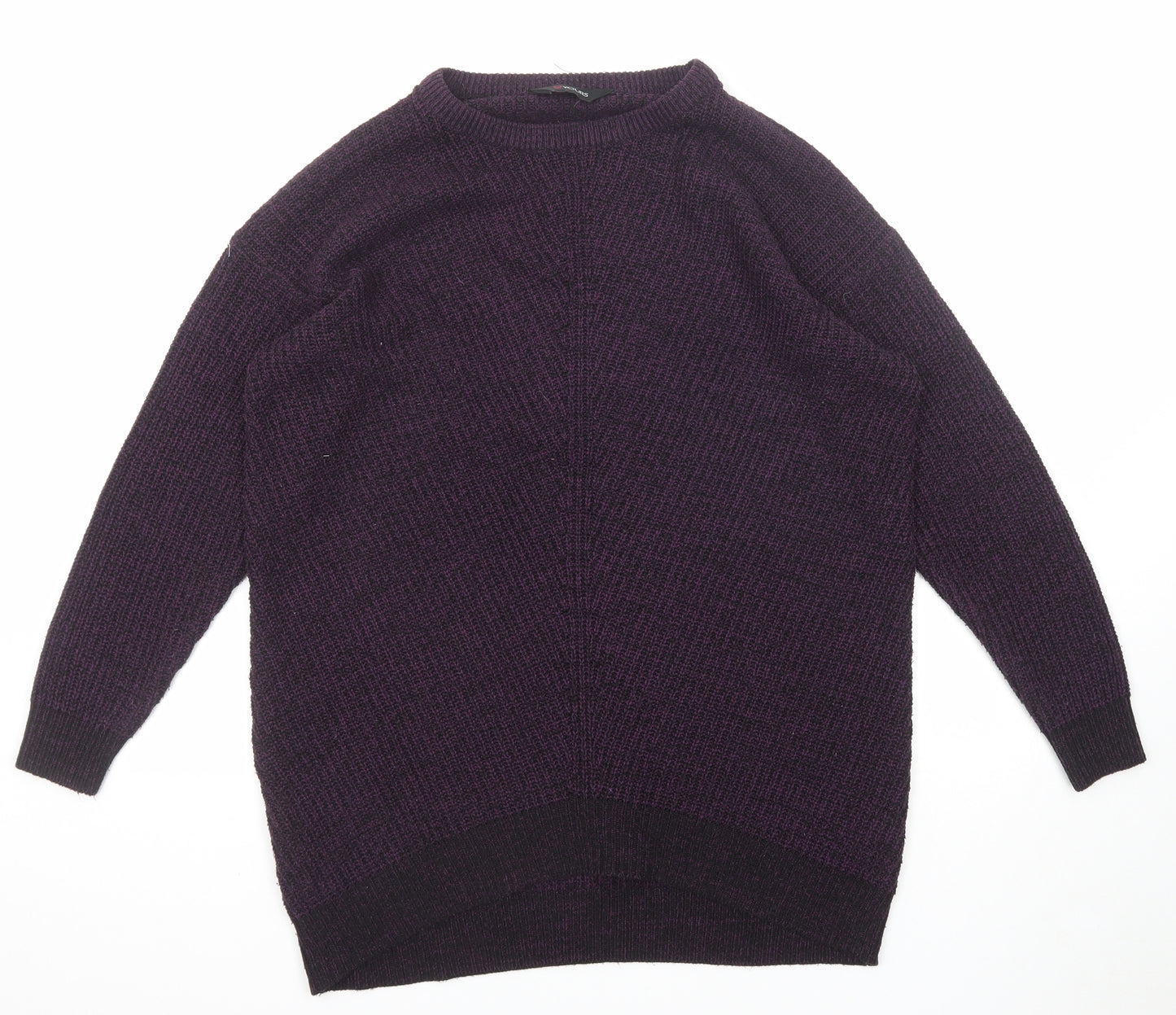 Yours Womens Purple Boat Neck Acrylic Pullover Jumper Size 14