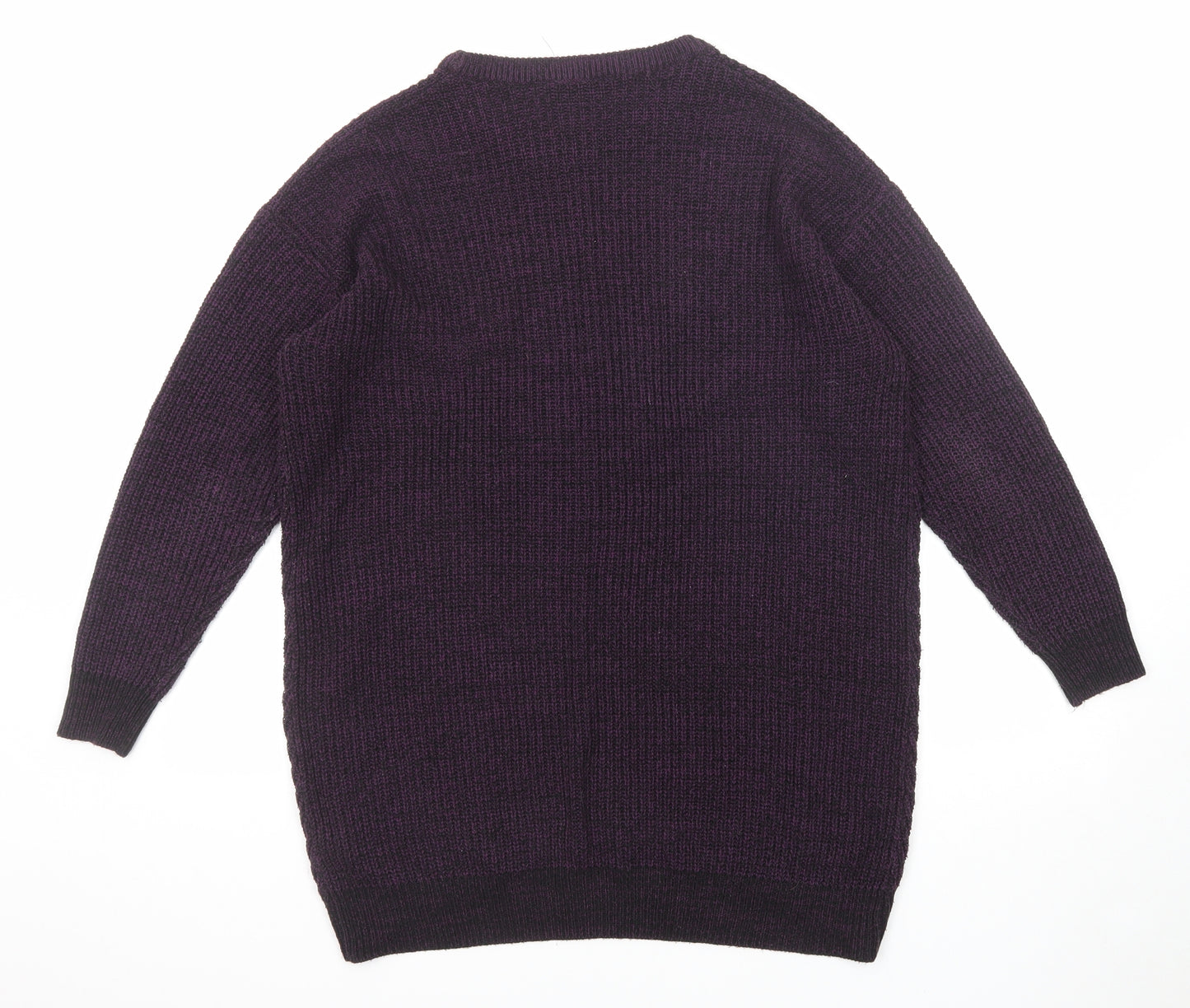 Yours Womens Purple Boat Neck Acrylic Pullover Jumper Size 14