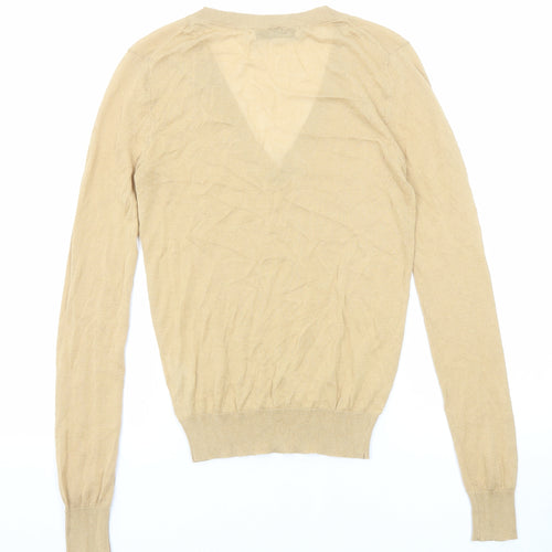 Zara Womens Beige V-Neck Modal Pullover Jumper Size S