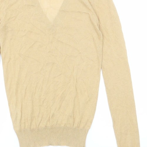 Zara Womens Beige V-Neck Modal Pullover Jumper Size S