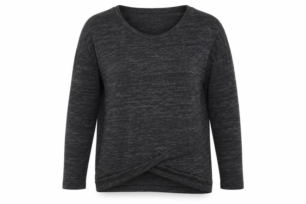 Front view of Dorothy Perkins women’s black round neck polyester jumper, size UK 8