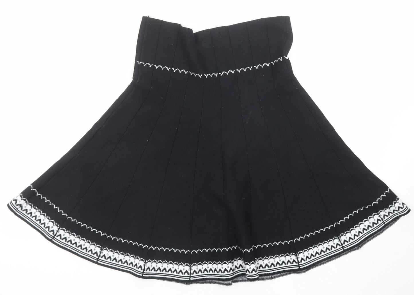 Max Studio Womens Black Geometric Viscose Swing Skirt Size M - Size M-L