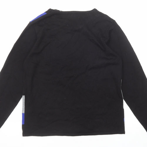 Casamia Womens Black Round Neck Geometric Acrylic Pullover Jumper Size M