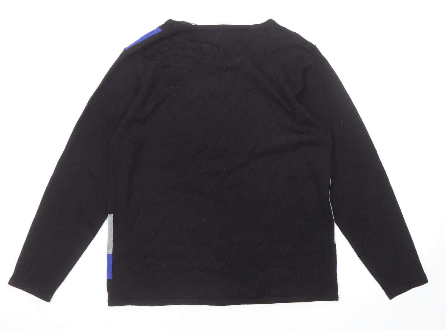 Casamia Womens Black Round Neck Geometric Acrylic Pullover Jumper Size M
