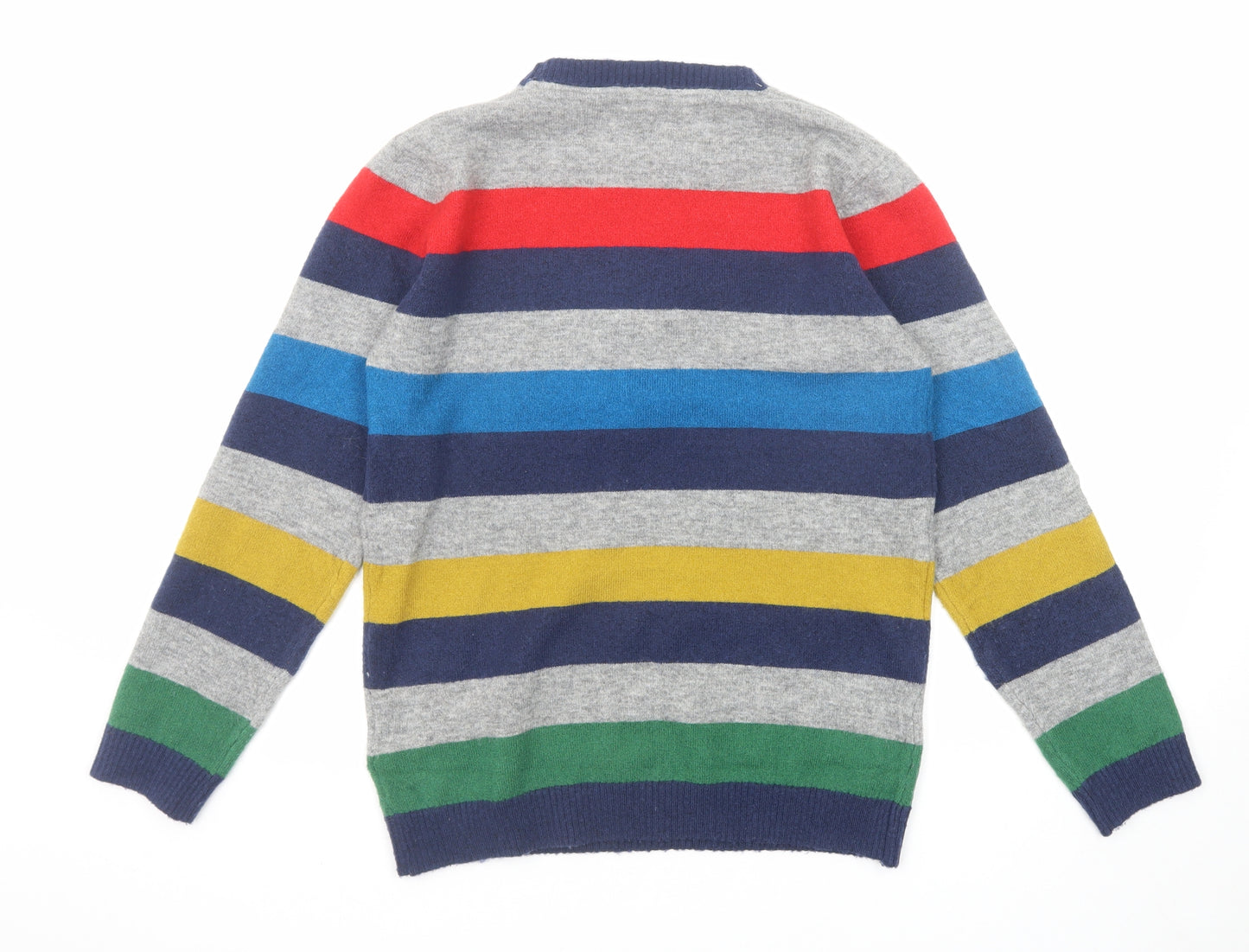 Marks and Spencer Boys Multicoloured Round Neck Striped Acrylic Pullover Jumper Size 12-13 Years Pullover