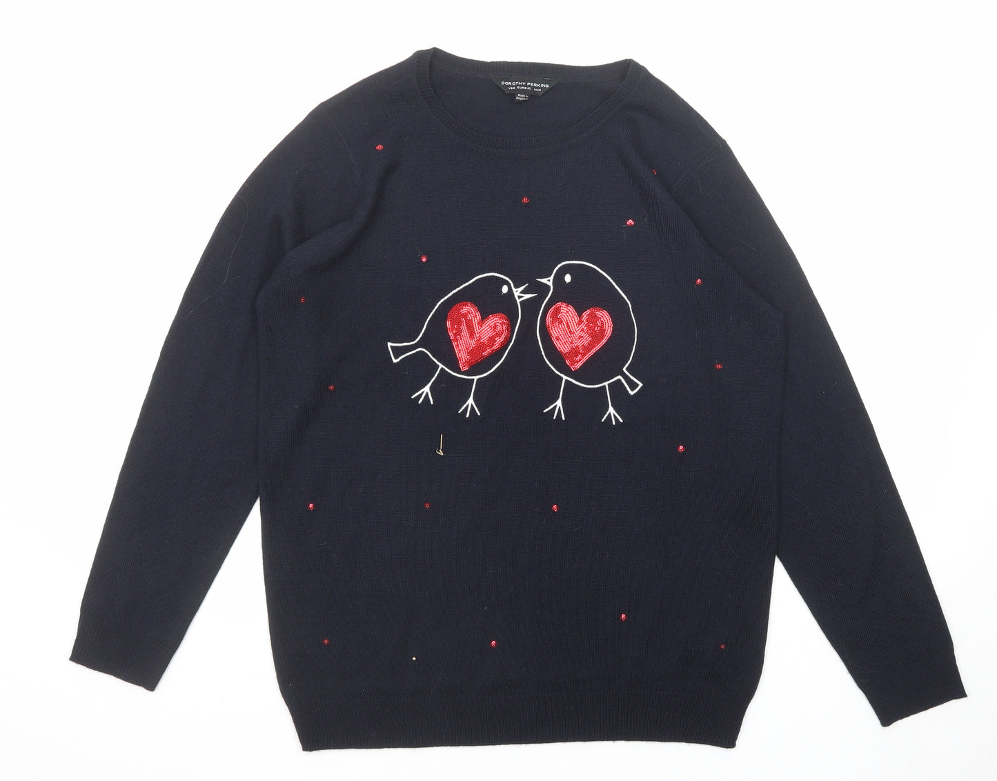 Dorothy Perkins Womens Blue Round Neck Acrylic Pullover Jumper Size 14 - Robin