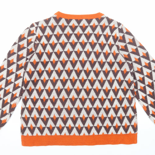 Damart Womens Multicoloured Round Neck Geometric Acrylic Pullover Jumper Size 18
