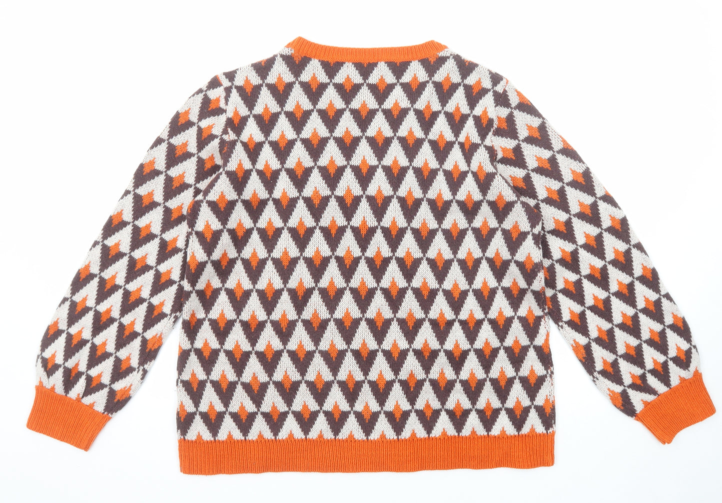 Damart Womens Multicoloured Round Neck Geometric Acrylic Pullover Jumper Size 18