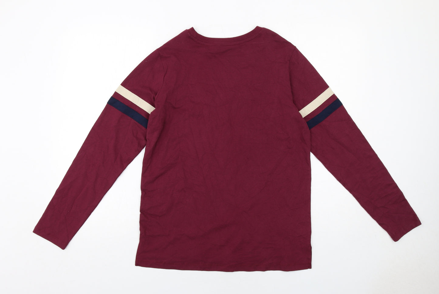 Marks and Spencer Boys Red Cotton Basic T-Shirt Size 13-14 Years Round Neck Pullover