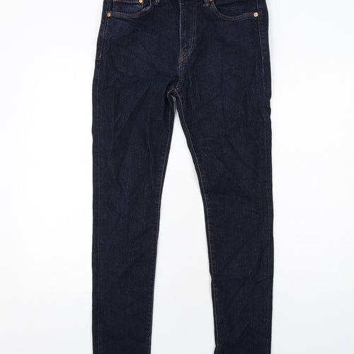 H&M Mens Blue Cotton Skinny Jeans Size 32 in L32 in Regular Zip