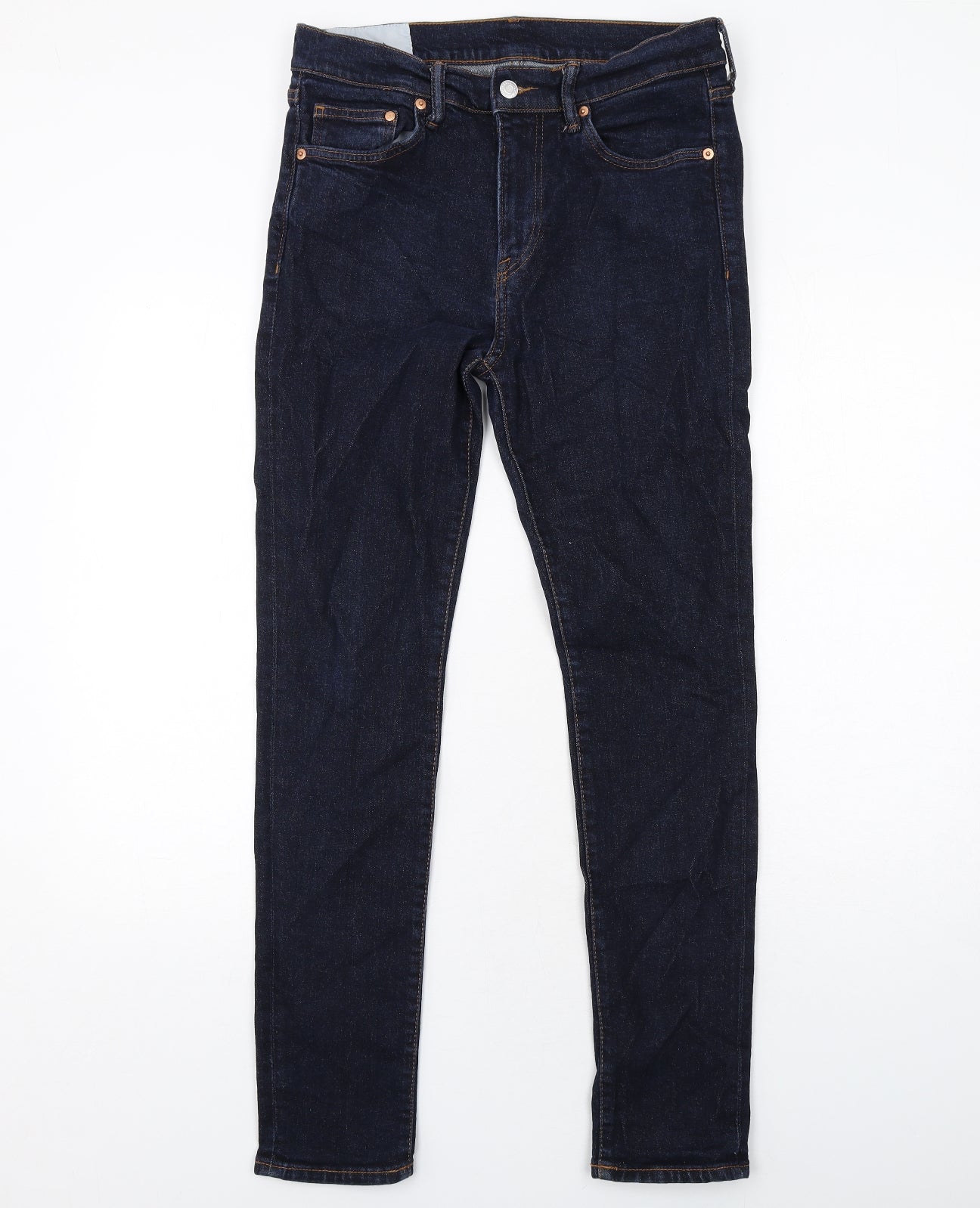 H&M Mens Blue Cotton Skinny Jeans Size 32 in L32 in Regular Zip