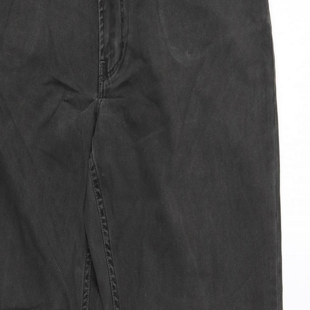 Marks and Spencer Mens Grey Cotton Straight Jeans Size 36 in L33 in Regular Zip