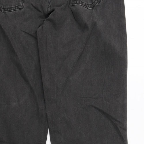 Marks and Spencer Mens Grey Cotton Straight Jeans Size 36 in L33 in Regular Zip