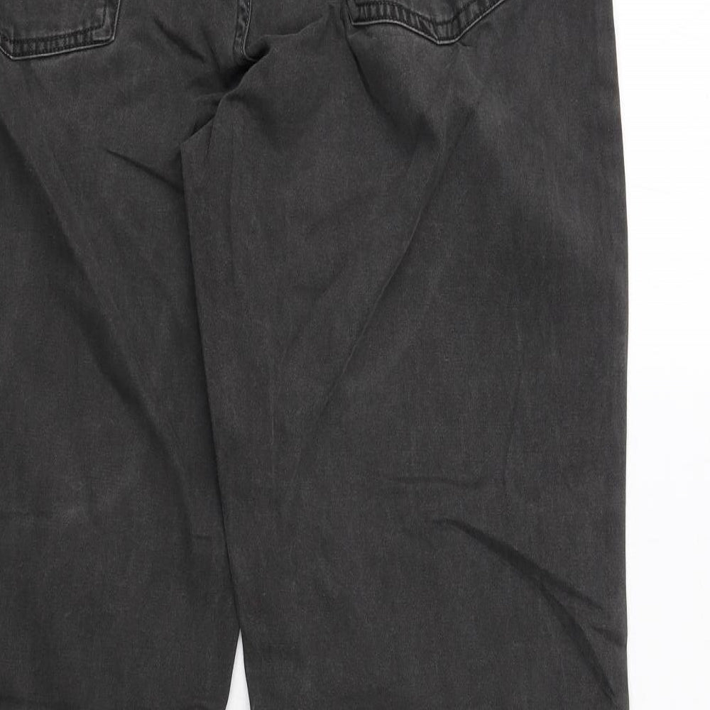 Marks and Spencer Mens Grey Cotton Straight Jeans Size 36 in L33 in Regular Zip