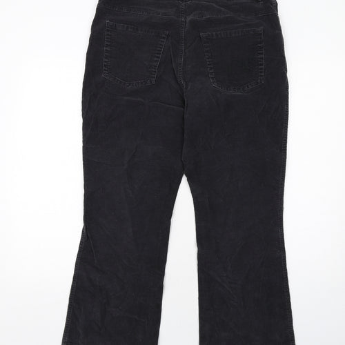 Per Una Womens Black Cotton Trousers Size 16 Regular Zip