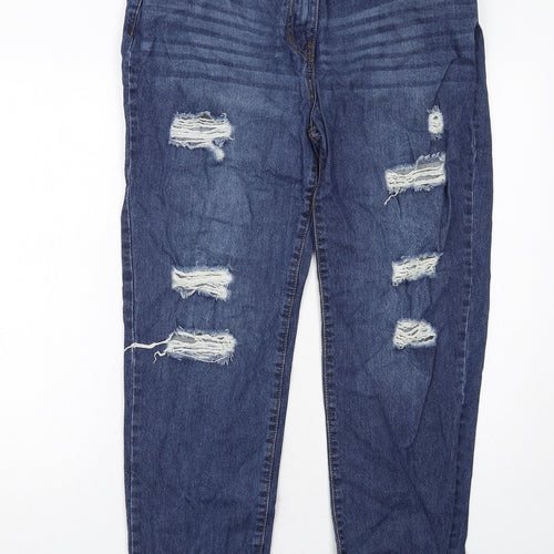 Quiz Womens Blue Cotton Straight Jeans Size 12 Regular Zip