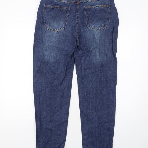 Quiz Womens Blue Cotton Straight Jeans Size 12 Regular Zip