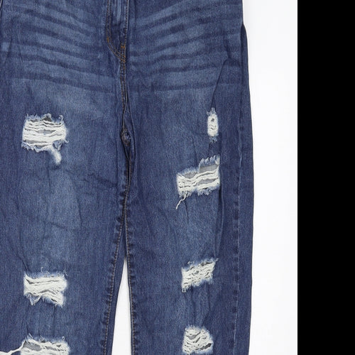 Quiz Womens Blue Cotton Straight Jeans Size 12 Regular Zip