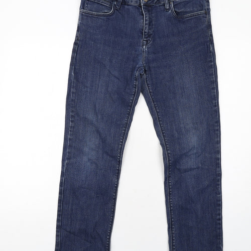 Jigsaw Mens Blue Cotton Straight Jeans Size 32 in L30 in Regular Zip