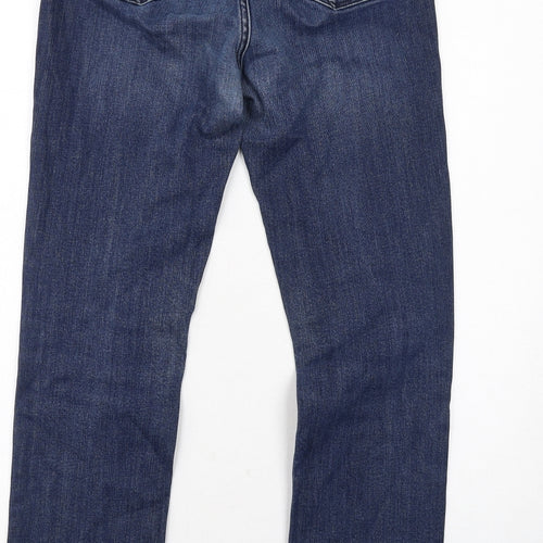 Jigsaw Mens Blue Cotton Straight Jeans Size 32 in L30 in Regular Zip