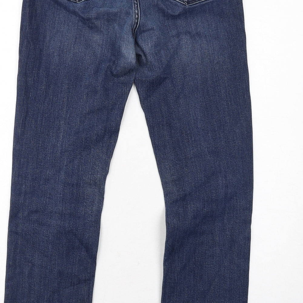 Jigsaw Mens Blue Cotton Straight Jeans Size 32 in L30 in Regular Zip