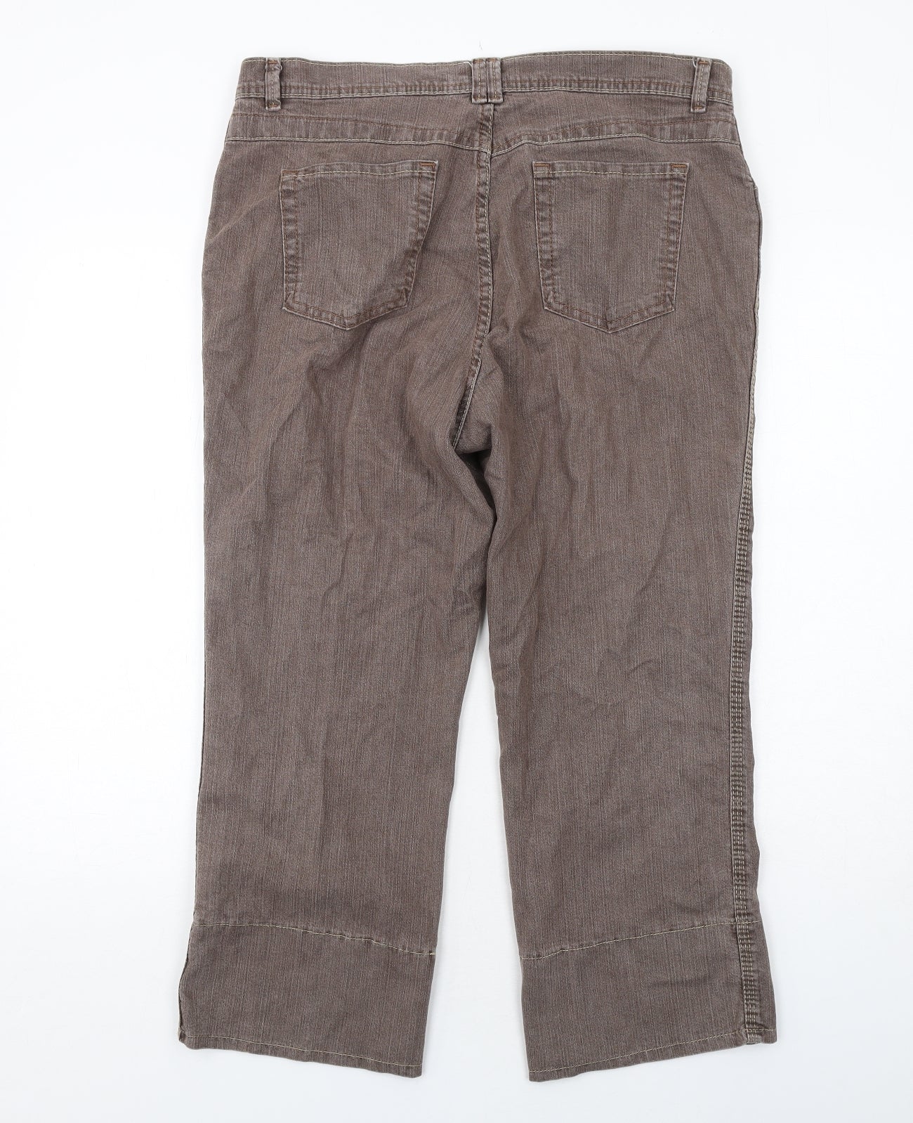 Marks and Spencer Womens Brown Cotton Straight Jeans Size 18 Regular Zip