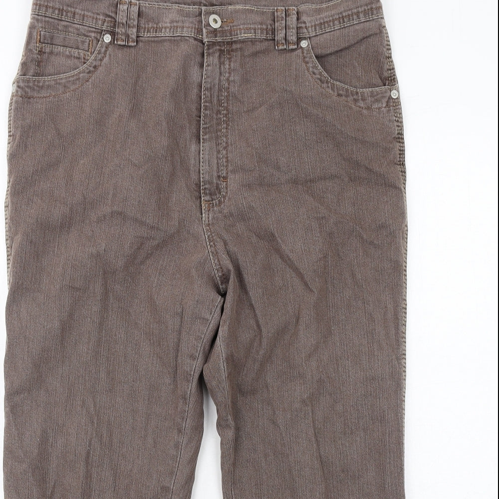 Marks and Spencer Womens Brown Cotton Straight Jeans Size 18 Regular Zip