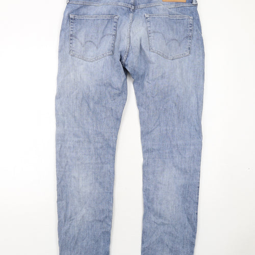 Edwin Mens Blue Cotton Straight Jeans Size 36 in L32 in Regular Zip