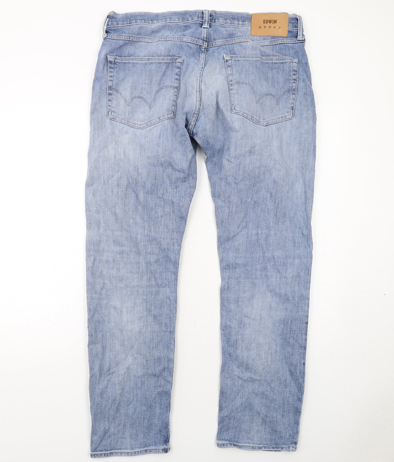 Edwin Mens Blue Cotton Straight Jeans Size 36 in L32 in Regular Zip